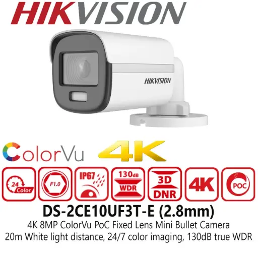 [05952] HIKVISION COLORVU CAMERA DS-2CE10UF3T-E 2.8mm 4K