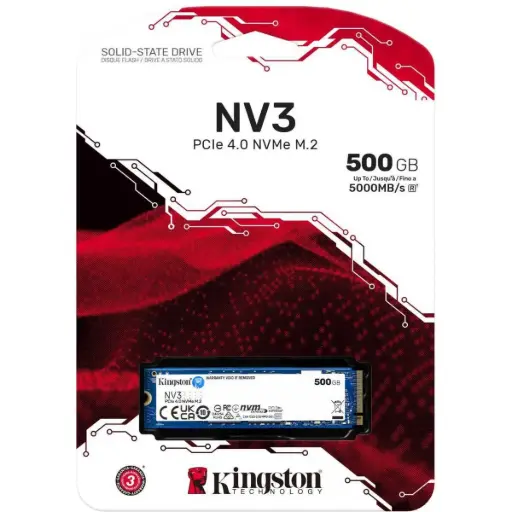 [06120] KINGSTON SOLID STATE DRIVE NV3 PCLE 4.0 M.2 SSD 500GB
