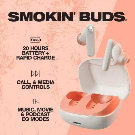 [06387] AUDIFONO SKULLCANDY SMOKING BUDS WHITE