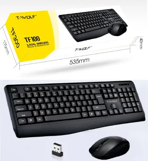 [07108] KIT DE TECLADO T-WOLF TF100 2.4 WIRELESS - ESPAÑOL